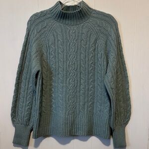 Rachel Zoe Cable Knit Cowlneck Sweater - Teal